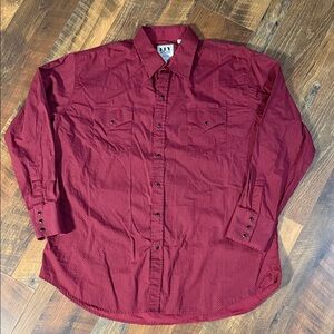 Ely Cattleman Men’s Burgundy Pearl Snap Western Shirt - XXL